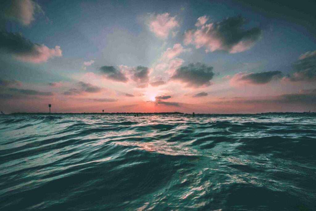 A beautiful sunset view from the middle of the sea.